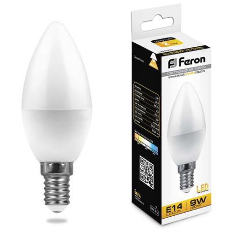 Лампа светодиодная Feron E14, C37, 9Вт