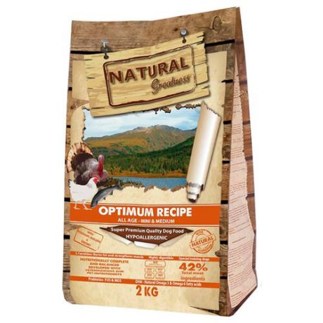 Корм для собак NATURAL Greatness (2 кг) Optimum Recipe Mini & Medium