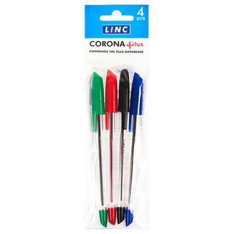 Linc Набор шариковых ручек Corona Plus 4 цвета, 0.7 мм, разноцветный цвет чернил