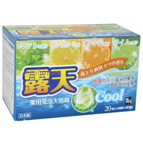 Fuso Kagaku Соль для ванны Cool на основе углекислого газа с охлаждающим эффектом и ароматом мяты, грейпфрута, апельсина и лайма 800 г