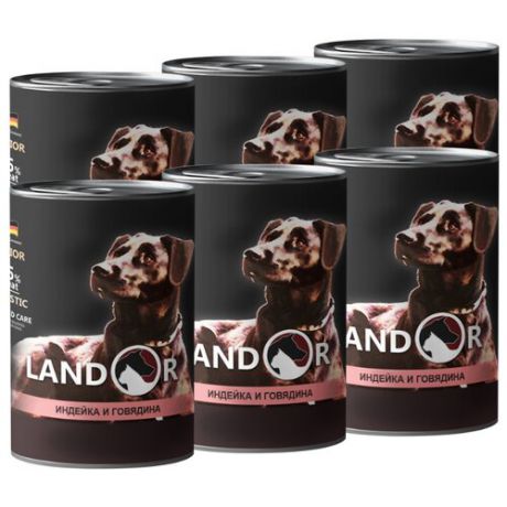 Корм для собак Landor (0.4 кг) 6 шт. Puppy All Breed Turkey and Beef для щенков (банка)