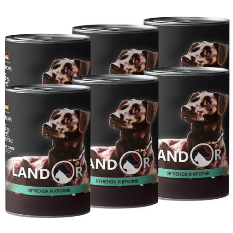 Корм для собак Landor (0.4 кг) 6 шт. Senior Dogs Lamb and Rabbit для пожилых собак (банка)