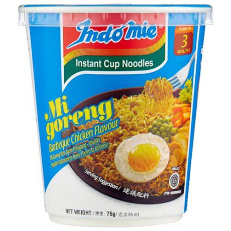 Indomie Лапша индонезийская Ми Горенг острая со вкусом курицы барбекю 75 г