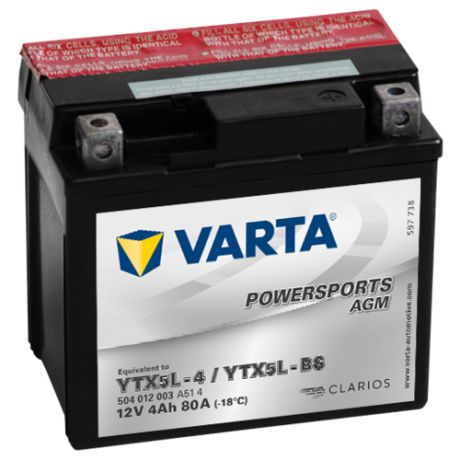 Мото аккумулятор VARTA Powersports AGM (504 012 003)