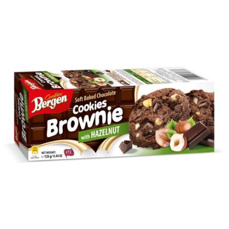 Печенье Bergen Brownie cookies with Hazelnut 126 г