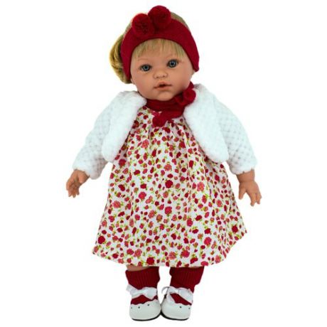 Кукла Lamagik Сьюзи в белом полушубке с красным шарфом, варежками и повязкой, 47 см, 47012A