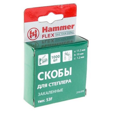 Скобы Hammerflex 215-019 тип 53F для степлера, 10 мм