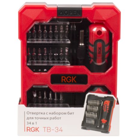 Набор инструментов RGK (34 предм.) TB-34 черный/красный