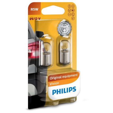 Лампа автомобильная накаливания Philips Vision 12821B2 R5W 2 шт.