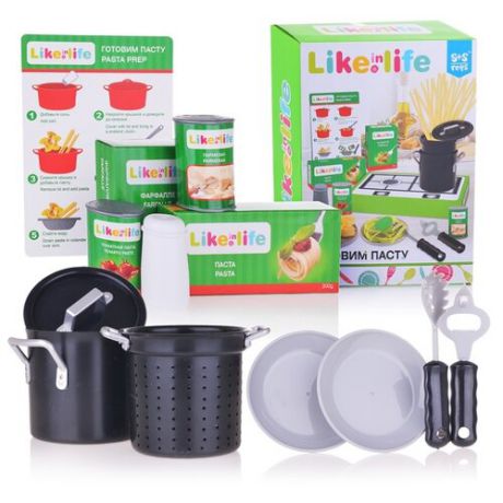 Набор продуктов с посудой S+S Toys Готовим пасту 200152767 зеленый/черный/серый