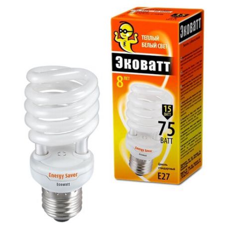 Лампа люминесцентная Ecowatt E27, 15Вт