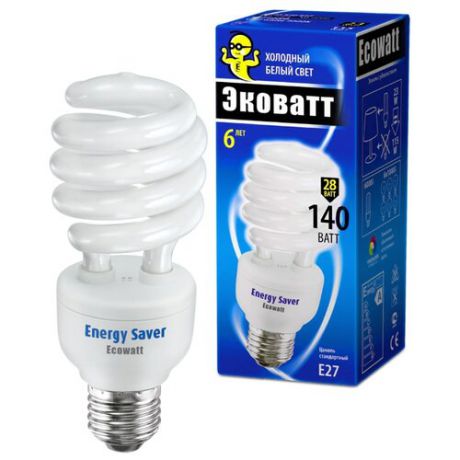 Лампа люминесцентная Ecowatt E27, 28Вт
