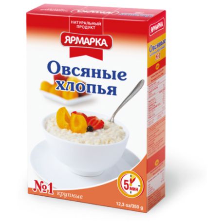 Ярмарка Хлопья овсяные №1 крупные, 350 г