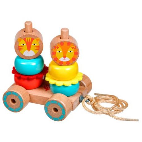 Каталка-игрушка Мир деревянных игрушек Лев и Львица (LL155) бежевый/голубой
