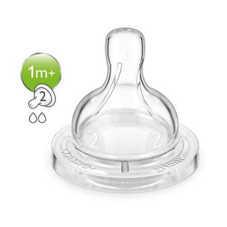 Соска Philips AVENT Classic+ силиконовая 1м+ 2шт. SCF632/27 бесцветный