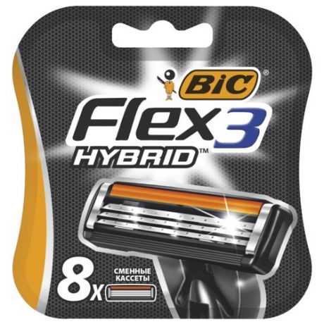 Сменные кассеты Bic сменные лезвия Bic Flex 3 Hybrid, 8 шт.