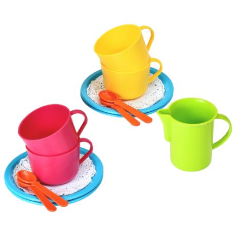 Набор посуды Росигрушка Чай с молоком 9417 желтый/красный/голубой