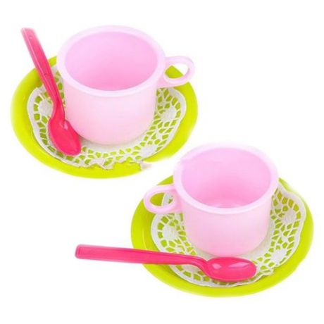 Набор посуды Росигрушка Чайная пара Лайм 9251 красный/зеленый/розовый