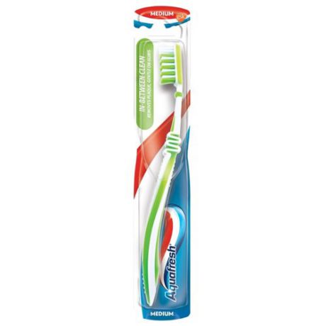Зубная щетка Aquafresh In-Between Clean, средней жесткости, зеленый