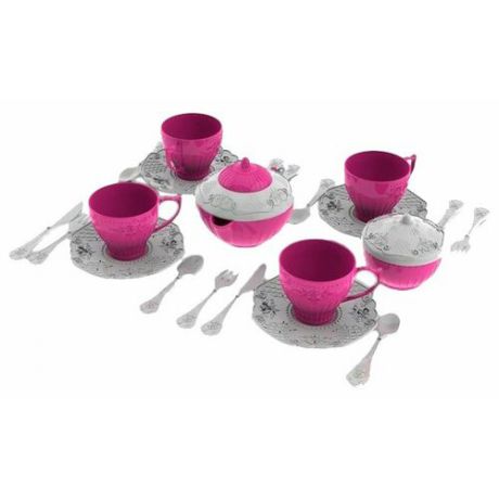 Набор посуды Нордпласт Волшебная хозяюшка 620 розовый/серый