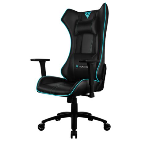Компьютерное кресло ThunderX3 UC5 Hex игровое, обивка: искусственная кожа, цвет: черный/голубой