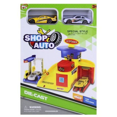 Shantou Gepai Игровой набор Shop Auto парковка, автомойка, сервис TH627 желтый/красный/синий