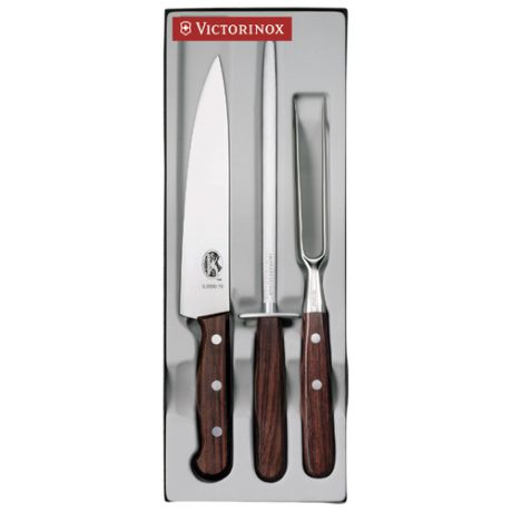 Набор VICTORINOX Rosewood 1 нож, разделочная вилка, мусат коричневый
