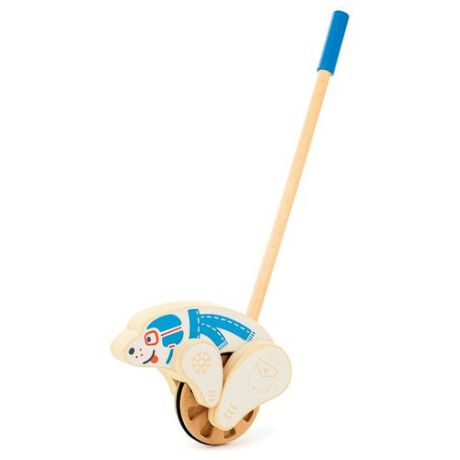 Каталка-игрушка Мир деревянных игрушек Мишка (Д404) белый/синий