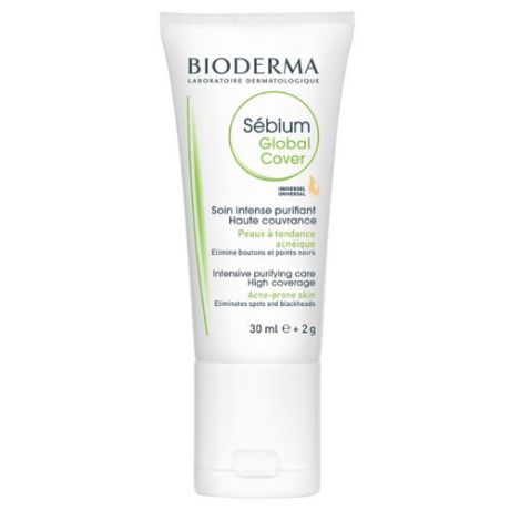 Bioderma Sébium Global Cover Крем-флюид для лица, 30 мл