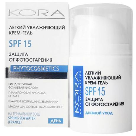 Kora Phytocosmetics Легкий увлажняющий крем-гель SPF-15 для лица, 50 мл