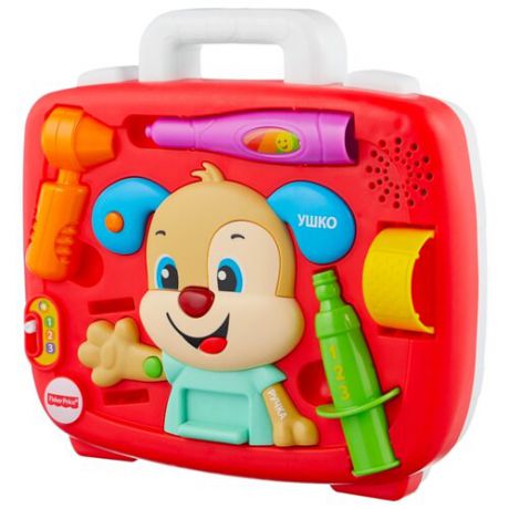 Интерактивная развивающая игрушка Fisher-Price Смейся и учись. Медицинский осмотр Ученого Щенка (FTC79) красный