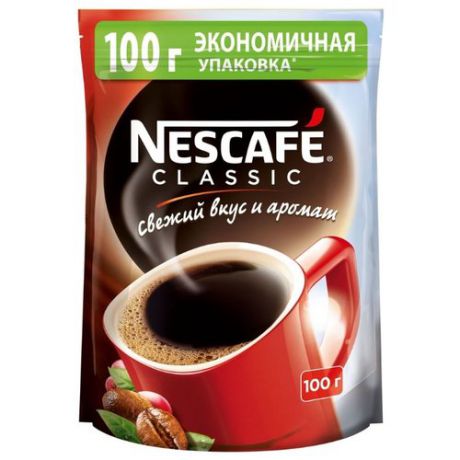 Кофе растворимый Nescafe Classic гранулированный, пакет, 100 г
