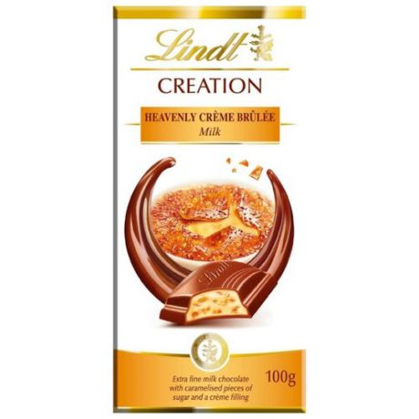 Шоколад Lindt Creation молочный с начинкой крем брюле и карамелью, 100 г