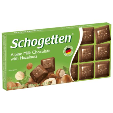 Шоколад Schogetten Alpine Milk Chocolate with Hazelnuts альпийский молочный с фундуком порционный, 100 г