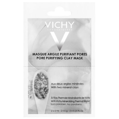 Vichy минеральная очищающая поры маска с глиной, 6 мл, 2 шт.