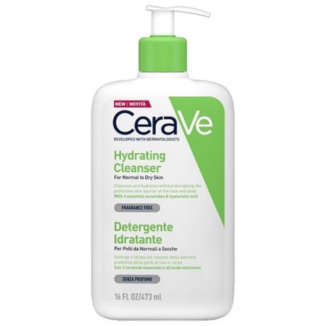 CeraVe крем-гель увлажняющий очищающий для нормальной и сухой кожи лица и тела, 473 мл