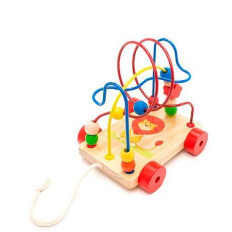 Каталка-игрушка Мир деревянных игрушек Лев (LL160) дерево/красный/желтый