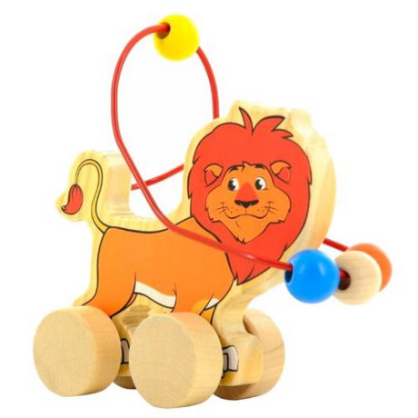 Каталка-игрушка Мир деревянных игрушек Лев (Д359) оранжевый