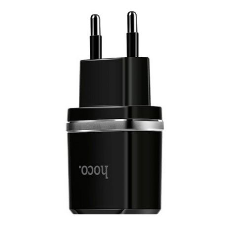 Сетевая зарядка Hoco C12 Smart + microUSB черный