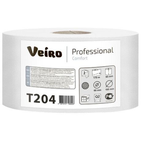 Туалетная бумага Veiro Professional Comfort T204 белая двухслойная, 1 рул.
