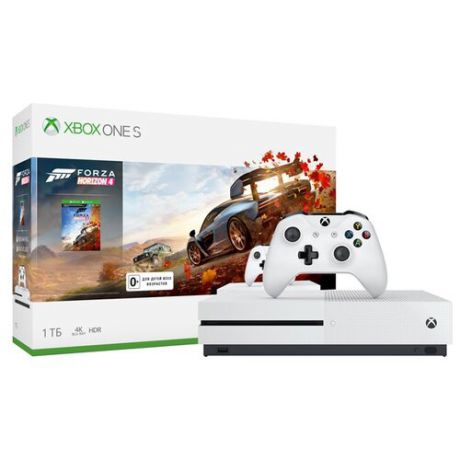 Игровая приставка Microsoft Xbox One S 1 ТБ белый + Forza Horizon 4