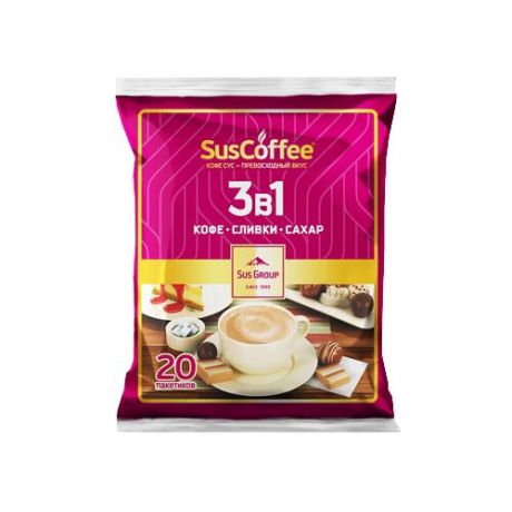 Растворимый кофе SusСoffee 3 в 1, в пакетиках (20 шт.)