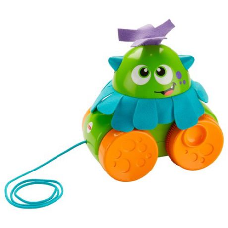 Каталка-игрушка Fisher-Price Монстрик (FHG01) со звуковыми эффектами зеленый/оранжевый/голубой