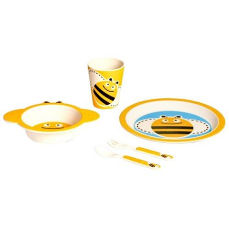 Комплект посуды Eco Baby Пчелка белый/желтый/черный