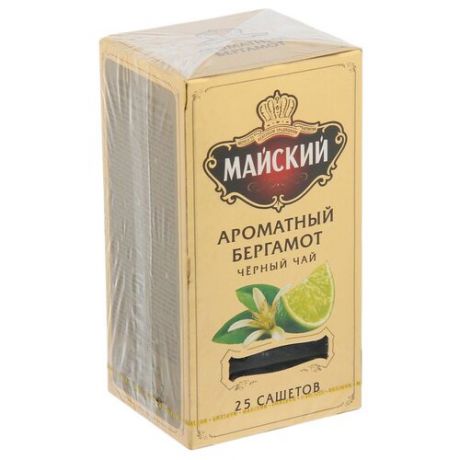 Чай черный Майский Ароматный бергамот в пакетиках, 25 шт.