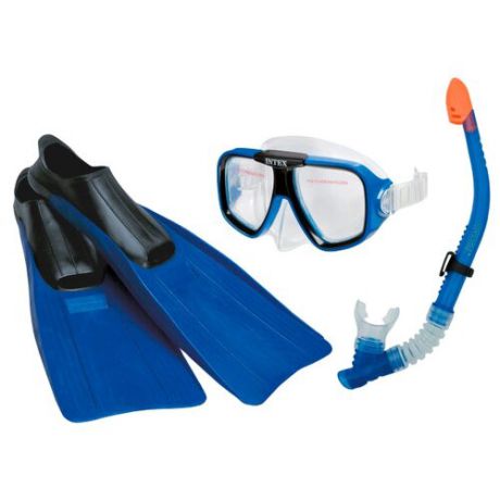 Набор для плавания с ластами Intex Aviator размер 38-40 синий