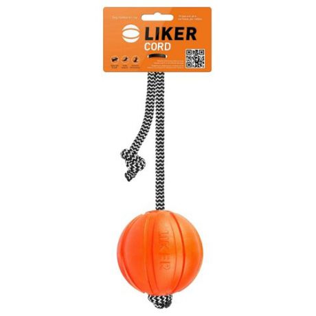 Мячик для собак LIKER Мячик Лайкер Корд на шнуре (6285) оранжевый