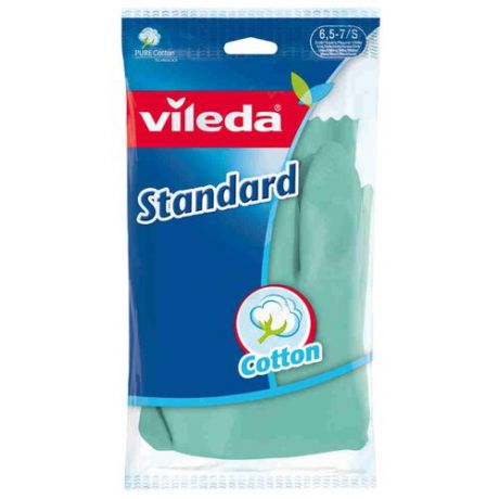 Перчатки Vileda Standard, 1 пара, размер S, цвет зеленый