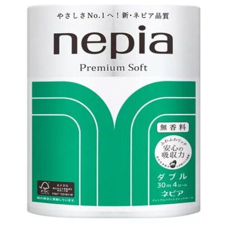 Туалетная бумага Nepia Premium Soft белая двухслойная, 4 рул.