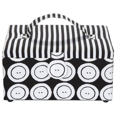 Шкатулка Prym для рукоделия Buttons & Stripes 26х19х14 см черный/белый